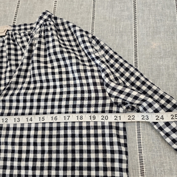 J. Crew Womens Linen Cotton Navy White Check Tunic Shirt Sz S Preppy 3/4 Sleeve - Picture 6 of 12